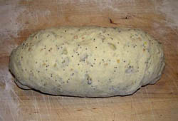 Bread dough shaped as a loaf
