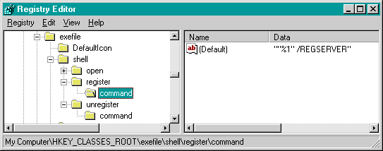 Example 4: Using RegEdit to set up an action's command line