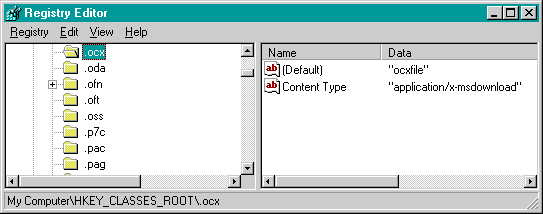 Example 6: Creating an ocx file extension key