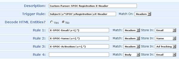 Configuring an Email Parser for X-Headers